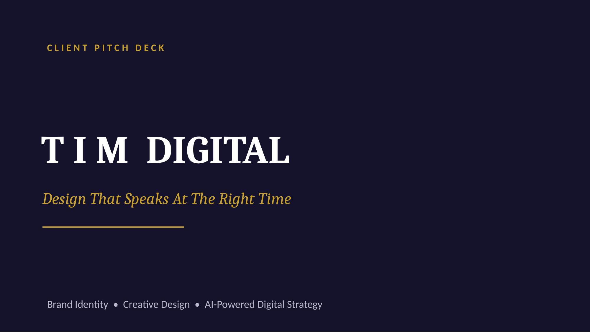 TIM Digital Pitch Deck — Cover slide